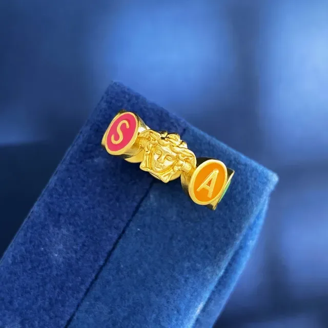Versace Bague Alphabet Medusa Head Émail Lettre 6
