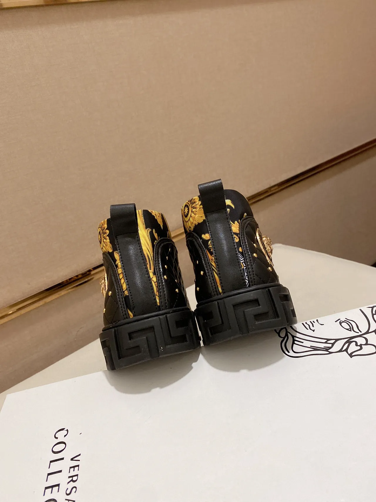 Versace Chain Reaction Black and Gold Baroque Print Lifestyle Sneakers 2