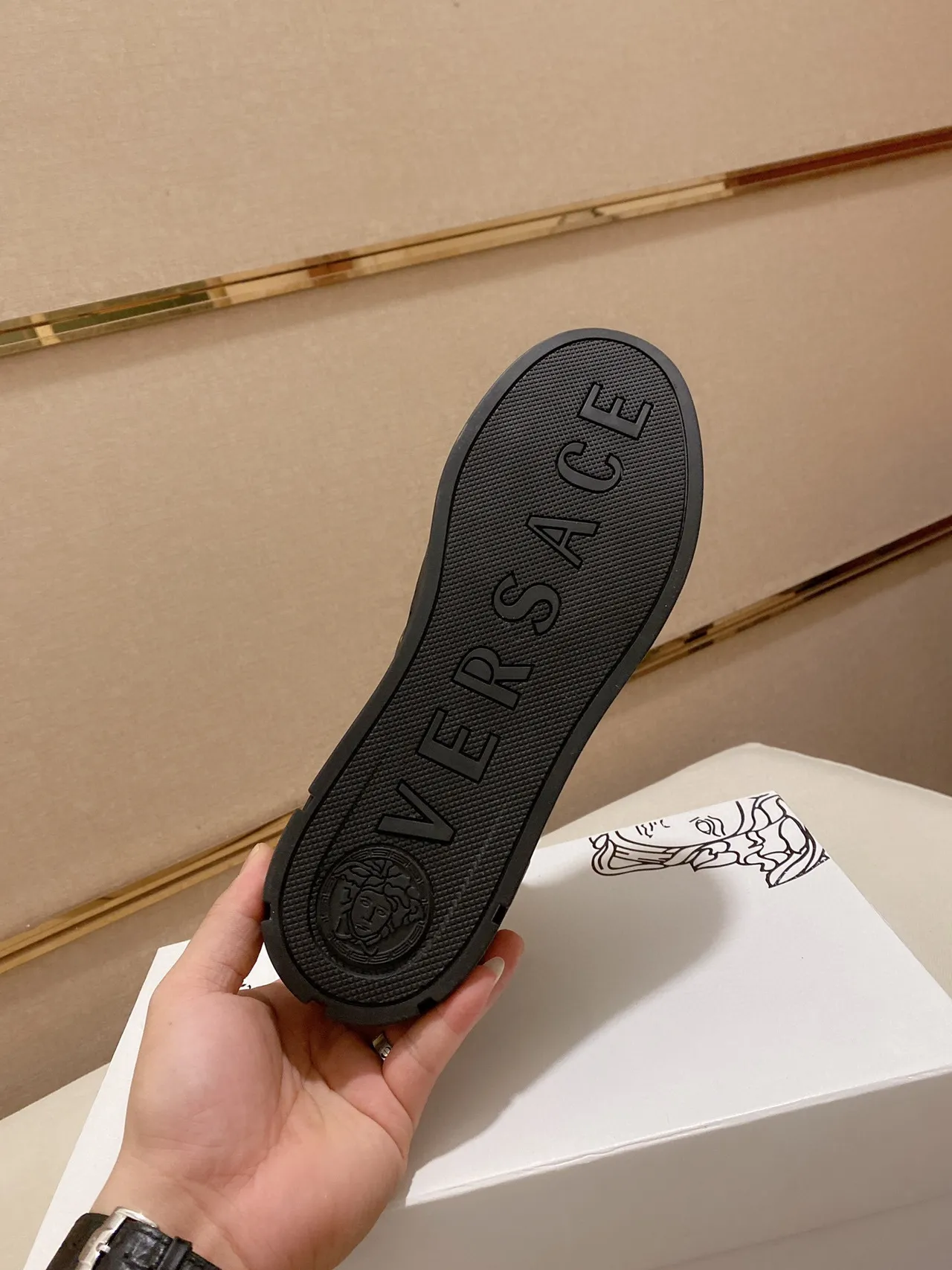 Versace Chain Reaction Black and Gold Baroque Print Lifestyle Sneakers 3