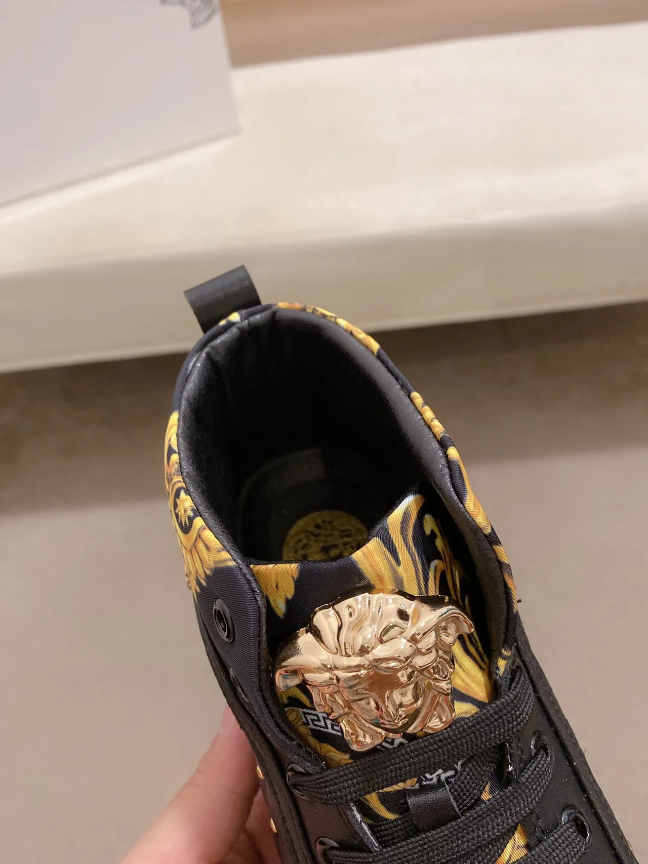 Versace Chain Reaction Black and Gold Baroque Print Lifestyle Sneakers 5