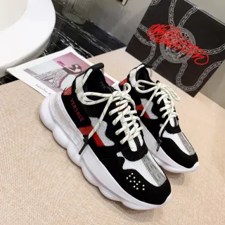 Versace Chain Reaction 黑白红厚底运动鞋