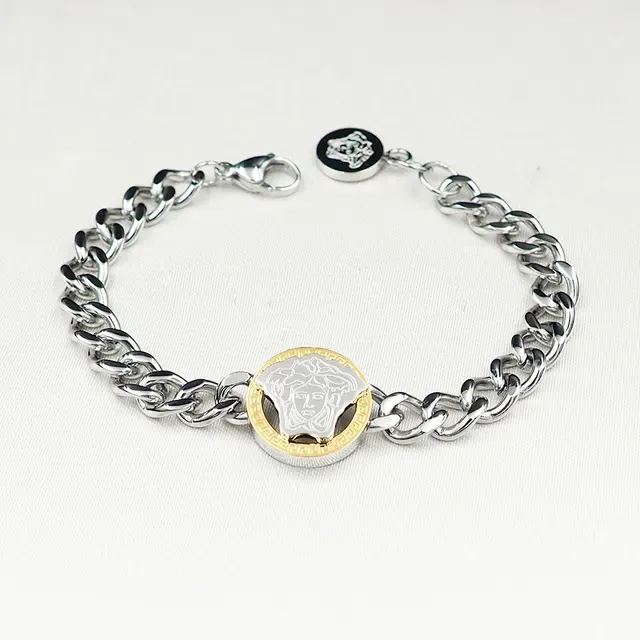 Versace Chain Reaction Medusa Gold-Tone Curb Chain Bracelet 2