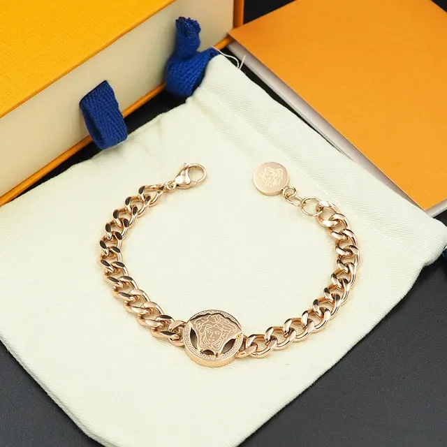 Versace Chain Reaction Medusa Gold-Tone Curb Chain Bracelet 4