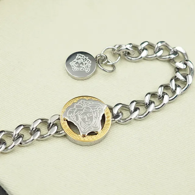 Versace Chain Reaction Medusa Gold-Tone Curb Chain Bracelet 6