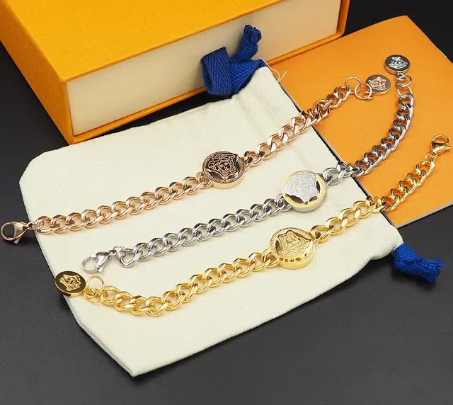 Versace Chain Reaction Medusa Gold-Tone Curb Chain Bracelet 8
