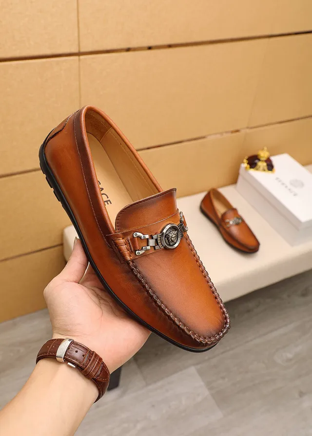 Versace Chain Reaction Medusa Head Leather Loafers 6