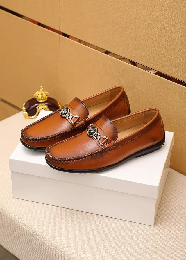 Versace Chain Reaction Medusa Head Leather Loafers 7