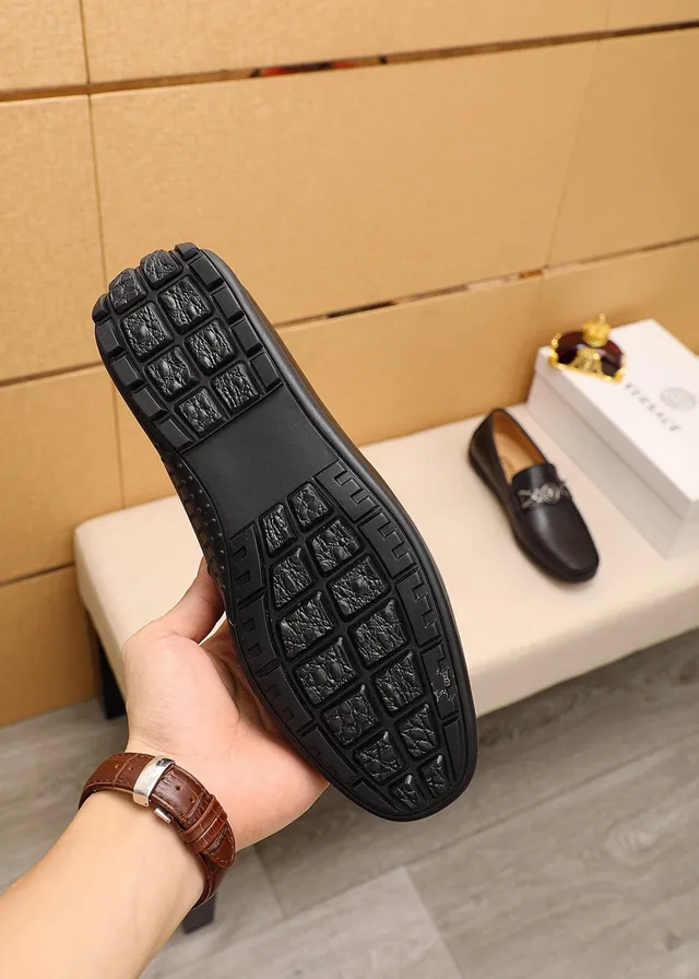 Versace Chain Reaction Medusa Head Leather Loafers 10
