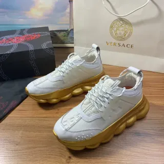 Versace Chain Reaction Off-White and Gold 厚底运动鞋