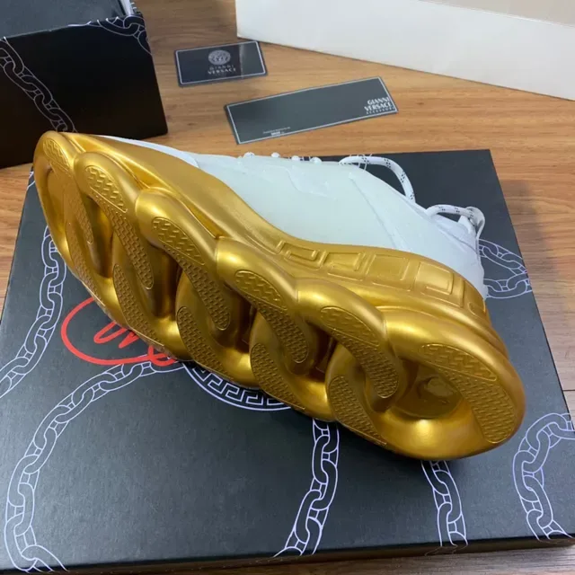 Versace Chain Reaction Off-White and Gold Chunky Sneakers 2