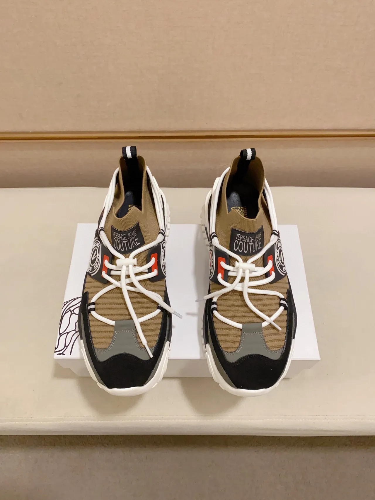 Versace Chain Reaction Olive Black White Chunky Sneakers 5