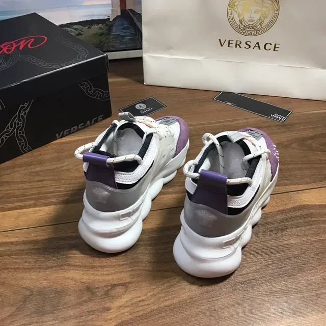 Versace Chain Reaction White Purple Sole Translucent Cage Overlay Chunky Sneakers 3