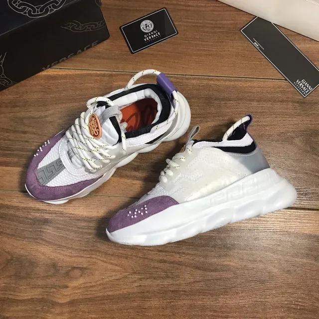 Versace Chain Reaction White Purple Sole Translucent Cage Overlay Chunky Sneakers 5