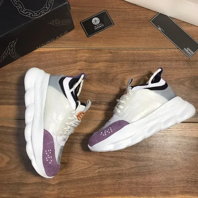 Versace Chain Reaction White Purple Sole Translucent Cage Overlay Chunky Sneakers 6