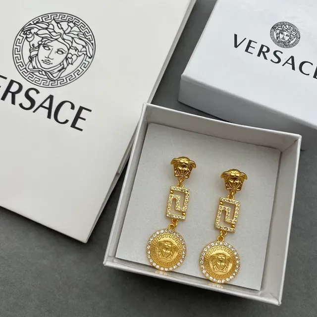 Versace 金银 美杜莎头 Greca 钥匙边框耳环 3