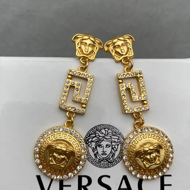 Versace 金银 美杜莎头 Greca 钥匙边框耳环 4