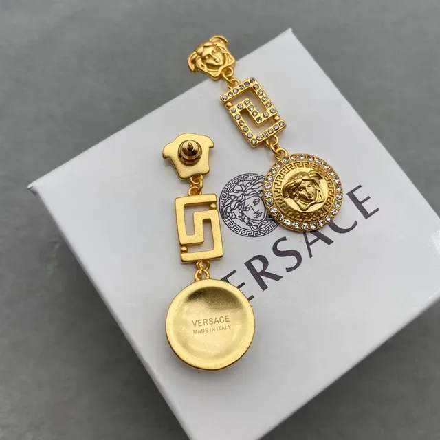 Versace 金银 美杜莎头 Greca 钥匙边框耳环 5