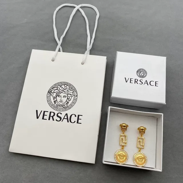 Versace 金银 美杜莎头 Greca 钥匙边框耳环 6