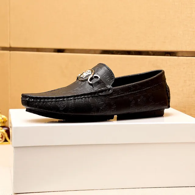 Versace Greca Medusa Horsebit Loafer Black Leather Loafers 6