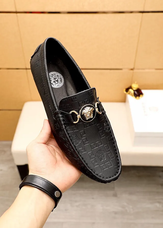 Versace Greca Medusa Horsebit Loafer Black Leather Loafers 7