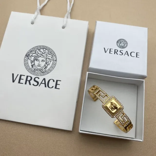 Versace Greca Odissea Crystal-Pavé Medusa Cuff Bracelet 2