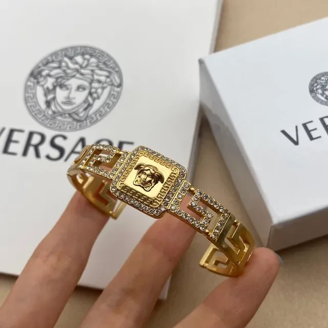 Versace Greca Odissea Crystal-Pavé Medusa Cuff Bracelet 3