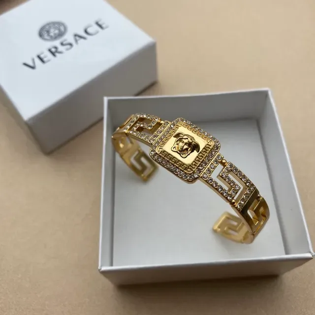 Versace Greca Odissea Crystal-Pavé Medusa Cuff Bracelet 4