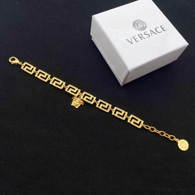 Versace Greca Odissea Gold-Tone Black Enamel Bracelet 6