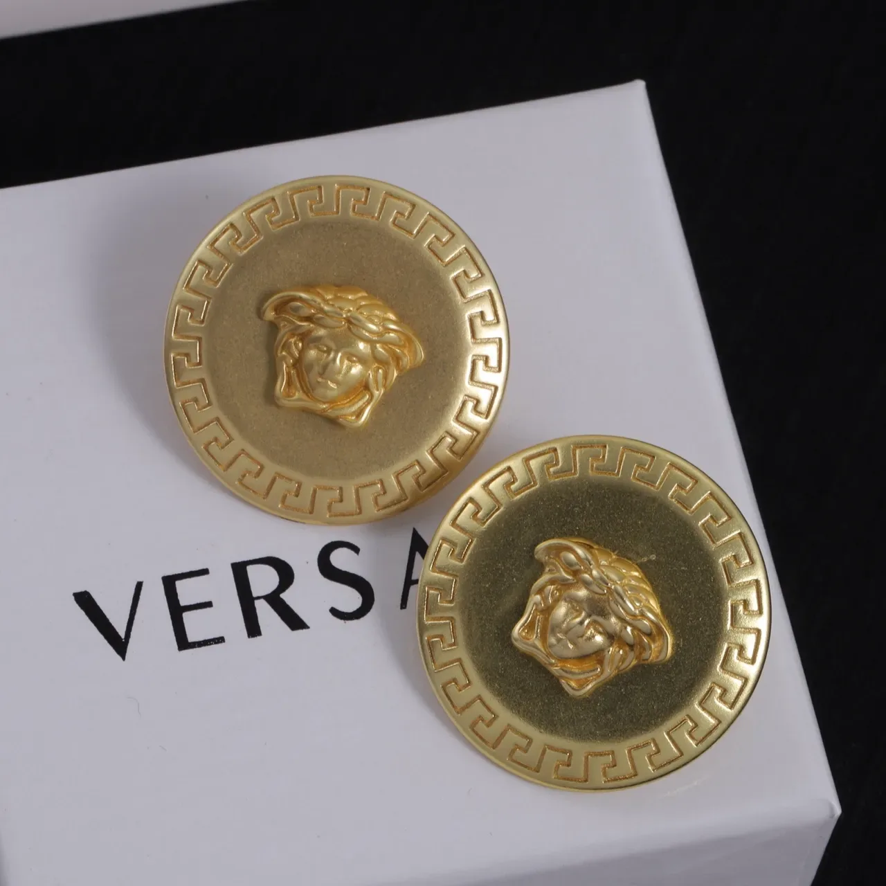 Versace Greca Odissea Gold-Tone Medusa Head Earrings 2