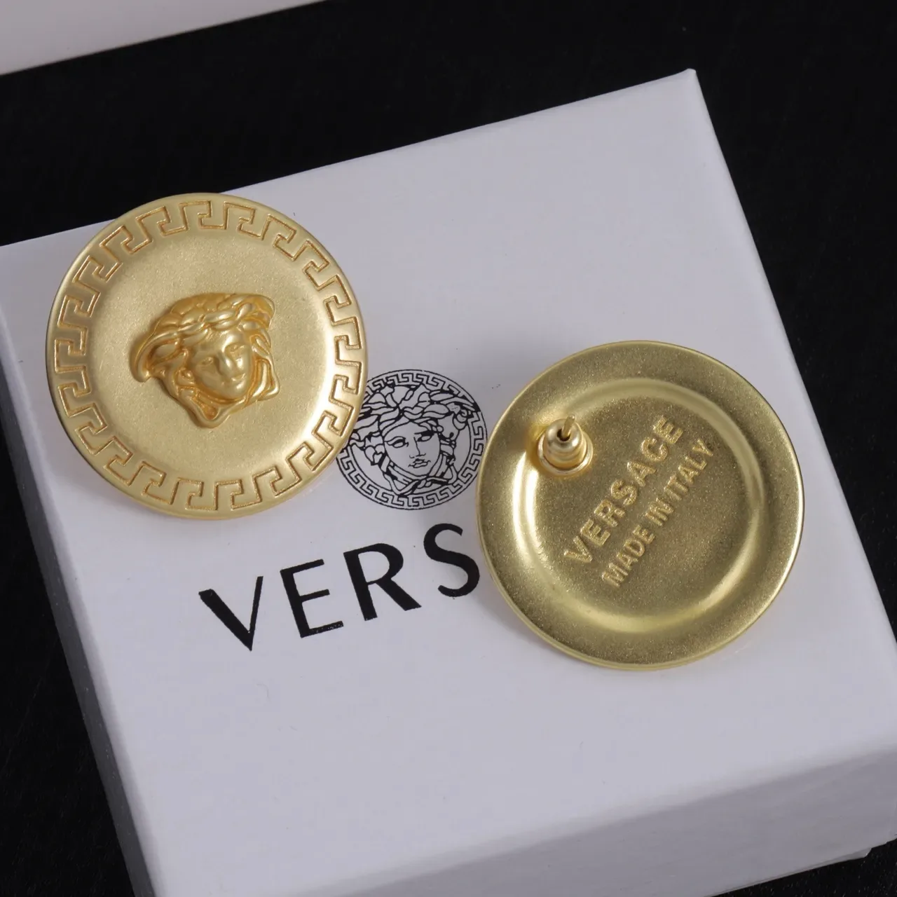 Versace Greca Odissea Gold-Tone Medusa Head Earrings 3