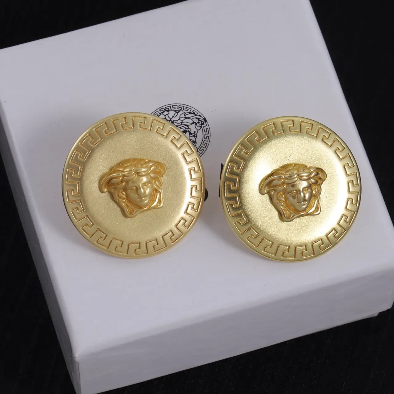 Versace Greca Odissea Gold-Tone Medusa Head Earrings 4