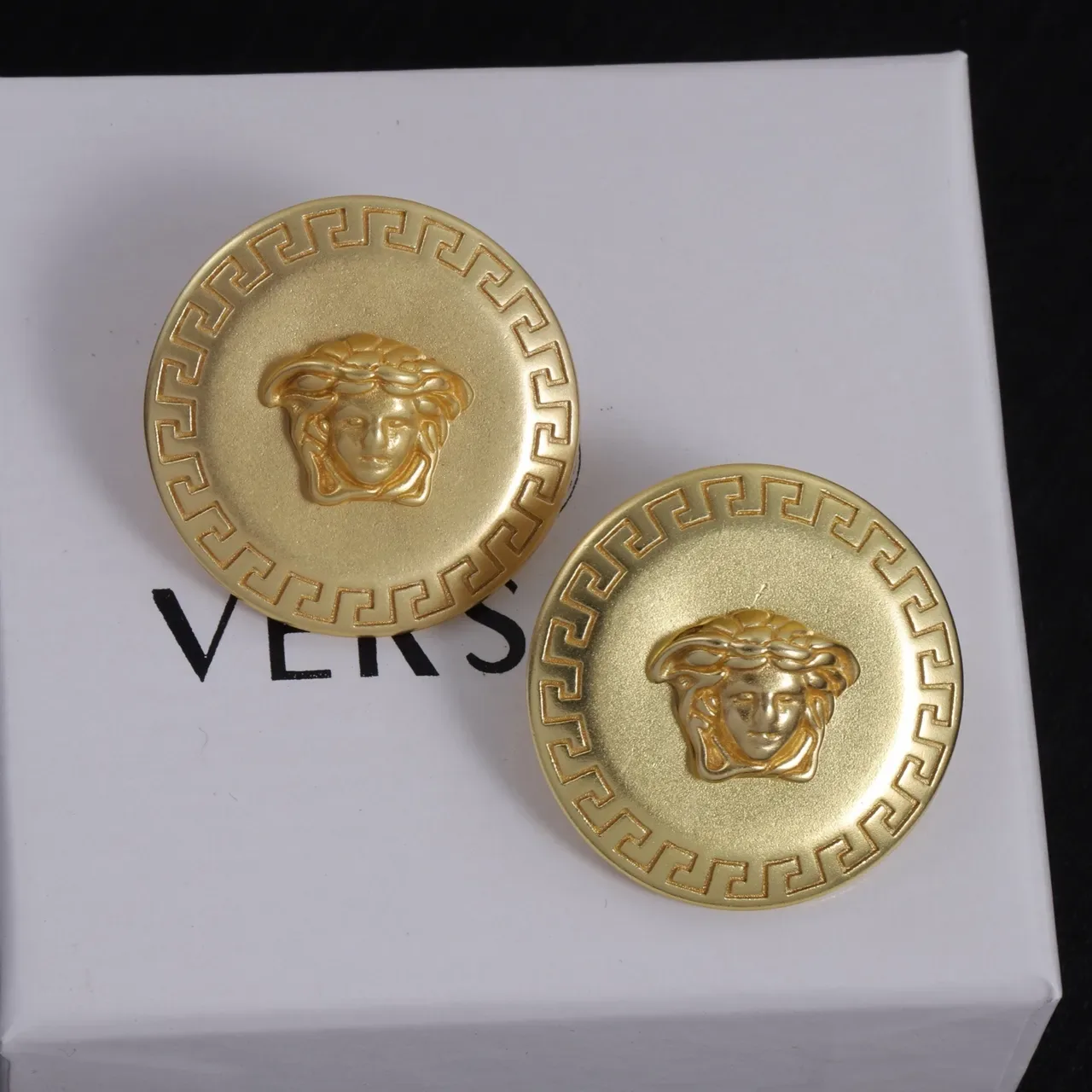 Versace Greca Odissea Gold-Tone Medusa Head Earrings 5