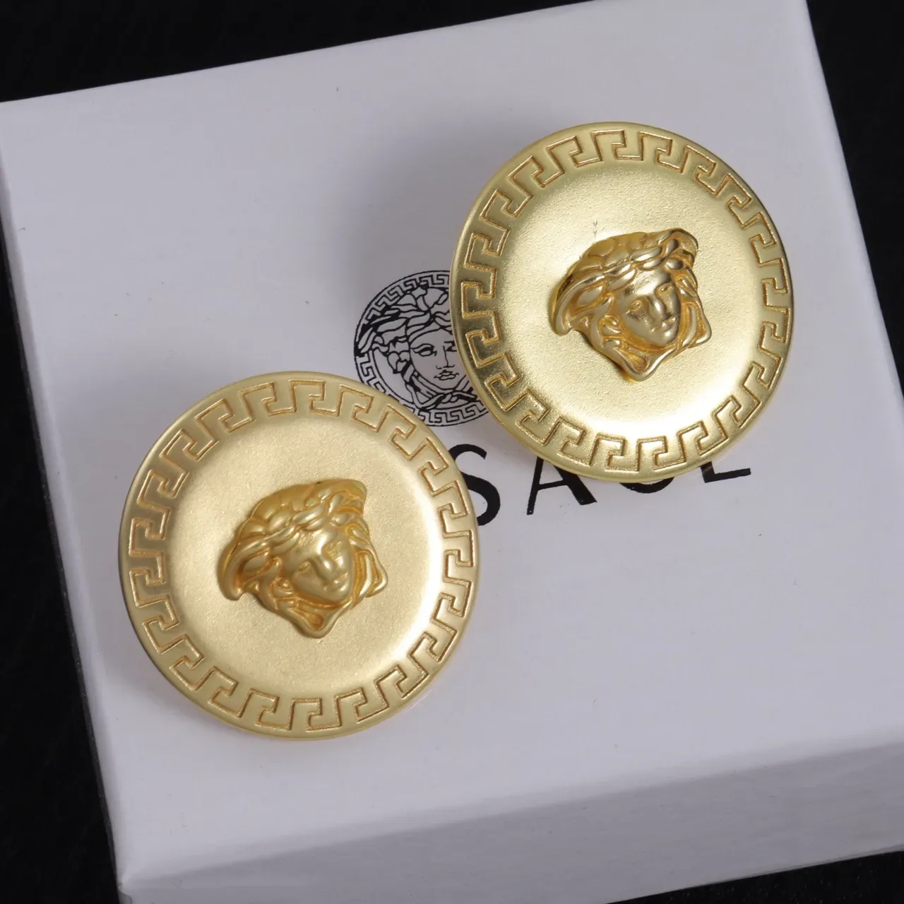 Versace Greca Odissea Gold-Tone Medusa Head Earrings 6