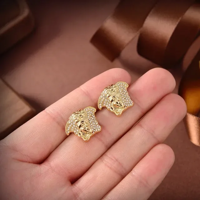 Versace Medusa Crystal-Pavé Gold-Tone Earrings 4