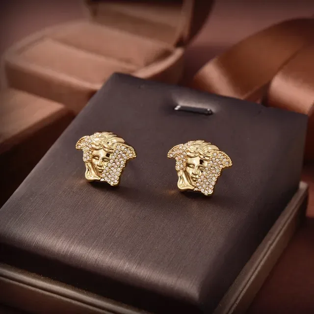 Versace Medusa Crystal-Pavé Gold-Tone Earrings 6