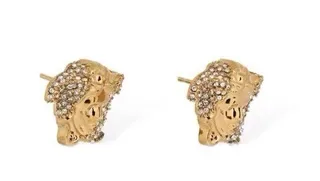 Versace Medusa Crystal-Pavé Gold-Tone Earrings 8