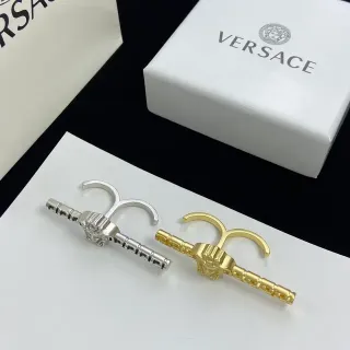 Versace Medusa Head Motif Argent Or Design Barre Segmentée Boucles d'Oreilles