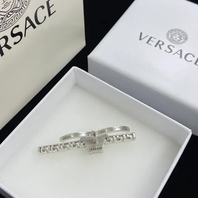 Versace Medusa Head Motif Argent Or Design Barre Segmentée Boucles d'Oreilles 3