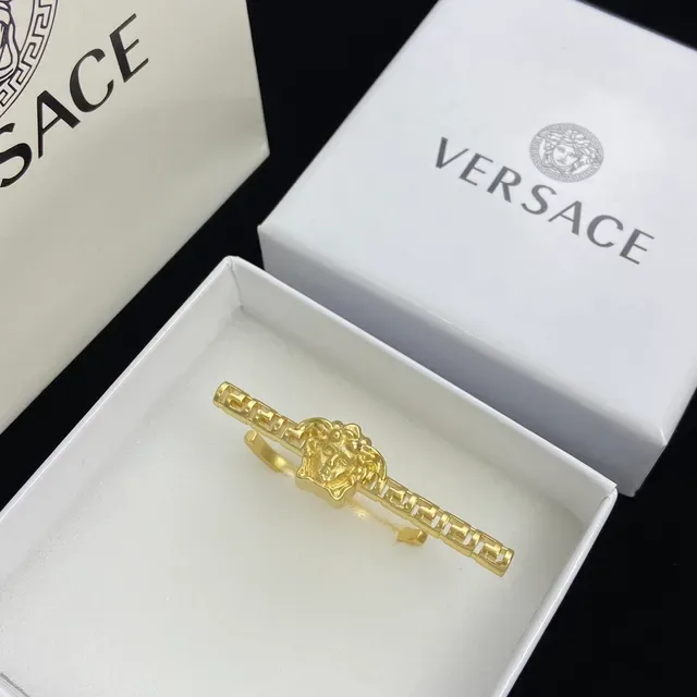 Versace Medusa Head Motif Argent Or Design Barre Segmentée Boucles d'Oreilles 5