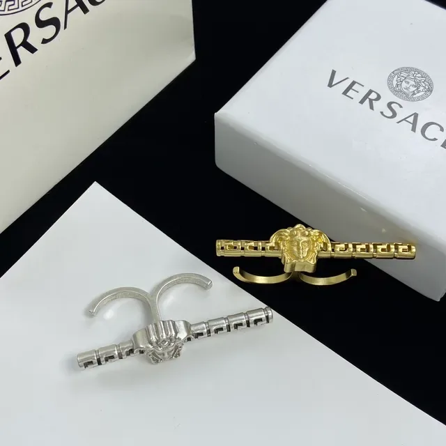 Versace Medusa Head Motif Argent Or Design Barre Segmentée Boucles d'Oreilles 6