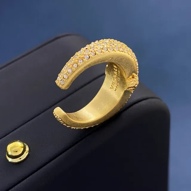 Versace Medusa Bague Or avec Pierres Pavé Bande Large 7