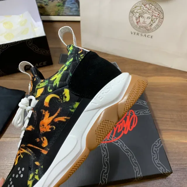 Versace Odissea Black Orange Green Floral Print Lifestyle Sneakers 3