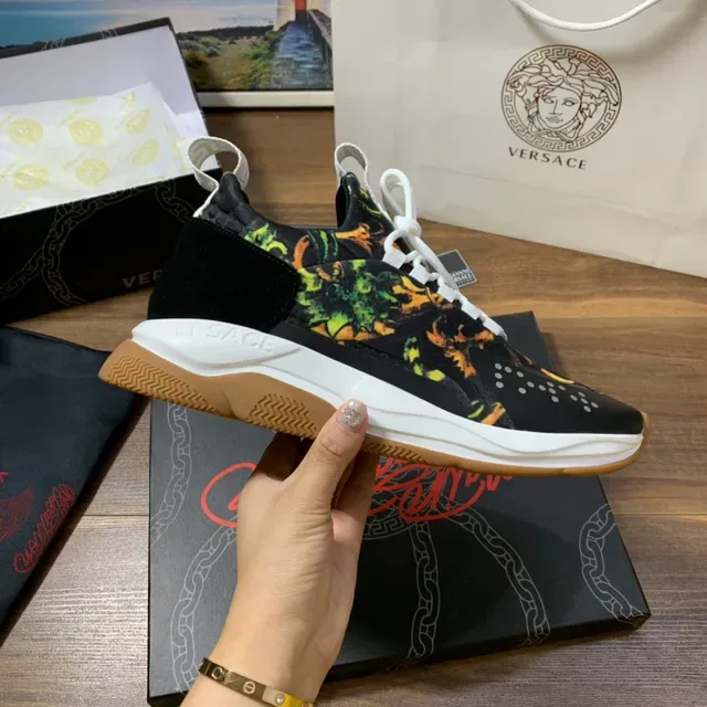Versace Odissea Black Orange Green Floral Print Lifestyle Sneakers 4