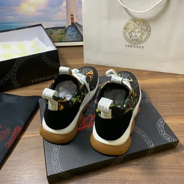 Versace Odissea Black Orange Green Floral Print Lifestyle Sneakers 5