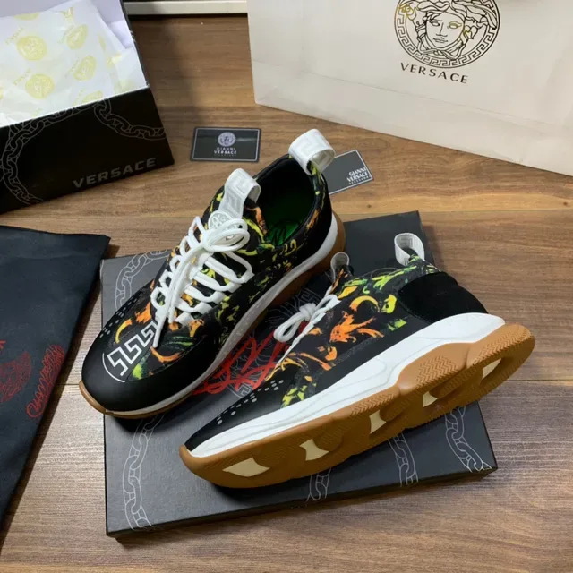 Versace Odissea Black Orange Green Floral Print Lifestyle Sneakers 6