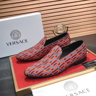 Versace 红蓝 Greca 提花图案 一脚蹬乐福鞋