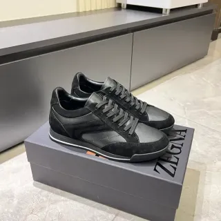 Zegna काले और भूरे मिश्रित सामग्री जीवनशैली स्नीकर्स