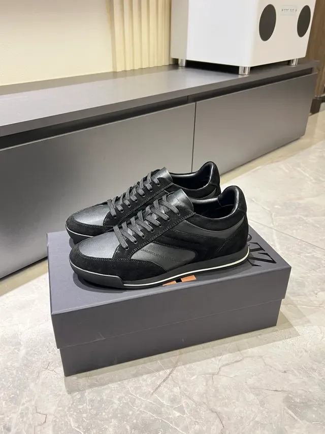 Zegna काले और भूरे मिश्रित सामग्री जीवनशैली स्नीकर्स 4