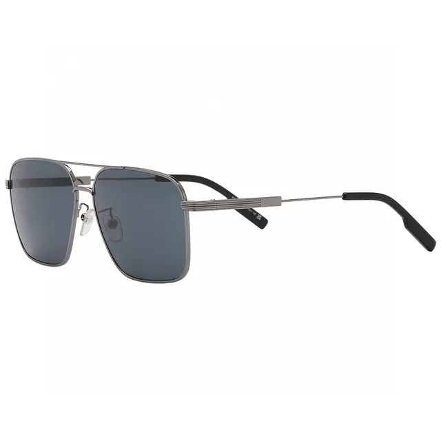 Zegna Gold Brown Rectangular Aviator Metal Sunglasses 3