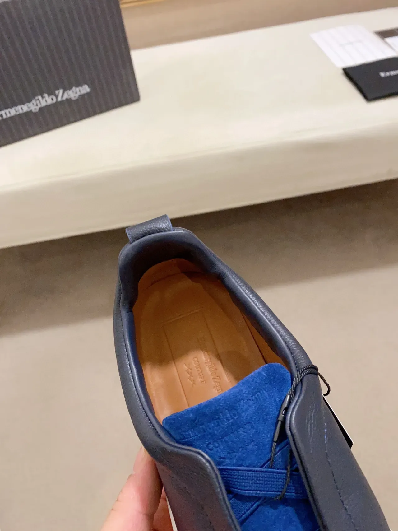 Zegna Zapatillas Slip-On Dos Tonos Navy y Azul Cuero y Ante 6
